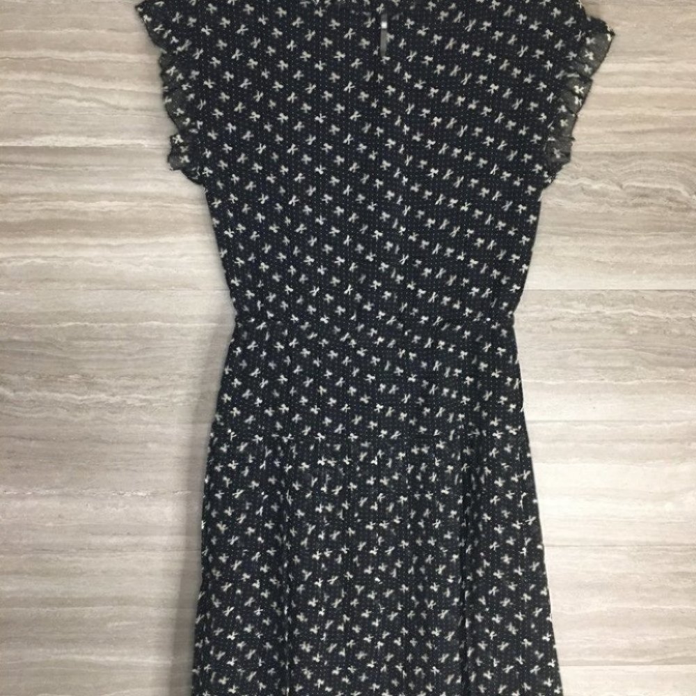 Anthro Willow & Clay Bow Print Pleated Dress - Picture 9 of 10